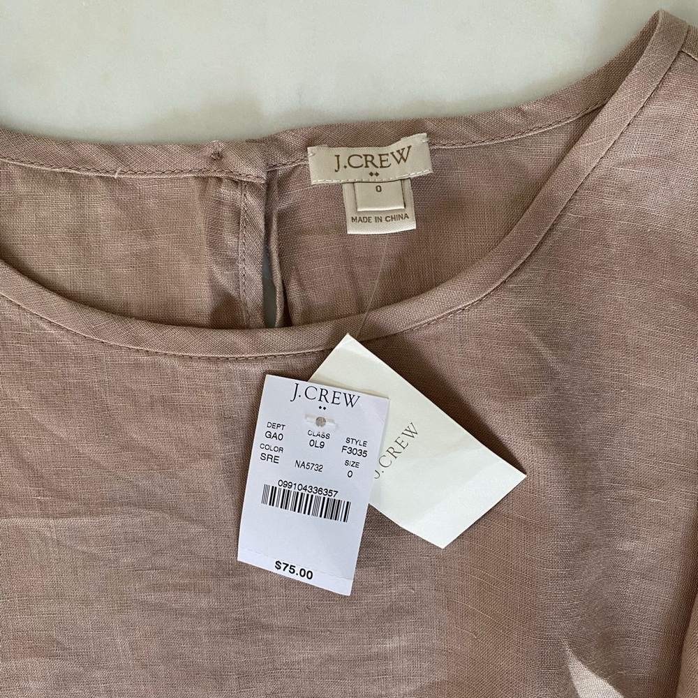 NWT J. Crew embroidered tan and black top - Picture 3 of 5